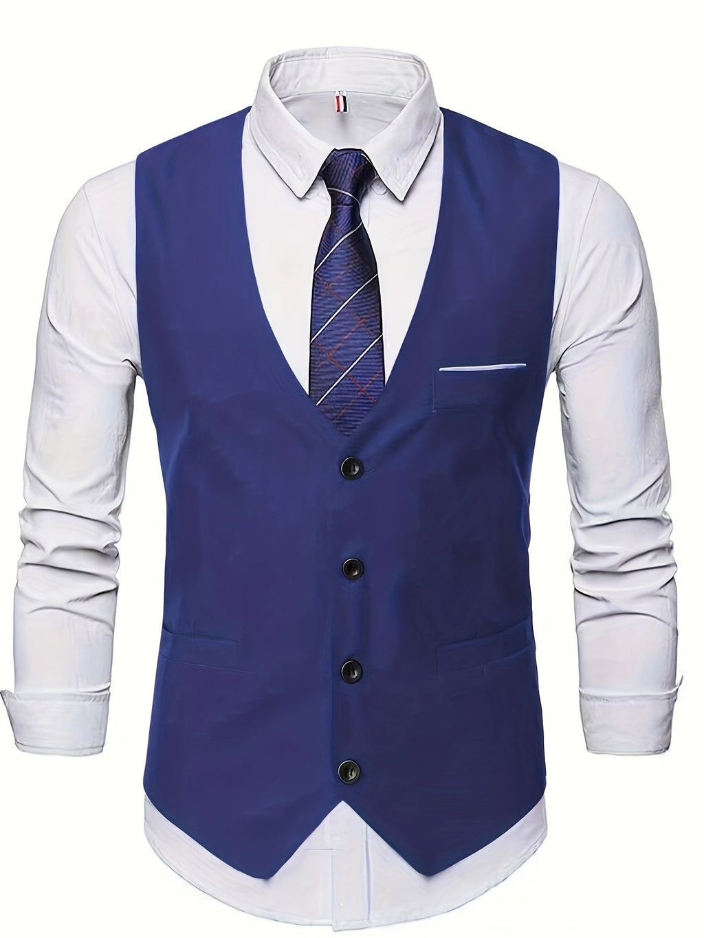 COLLARLESS POLYESTER VEST FOR MEN
