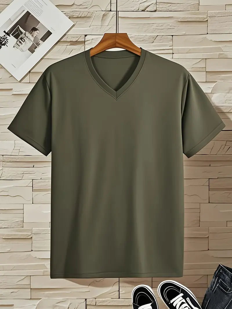 MĘSKI T-SHIRT Z DEKOLTEM V