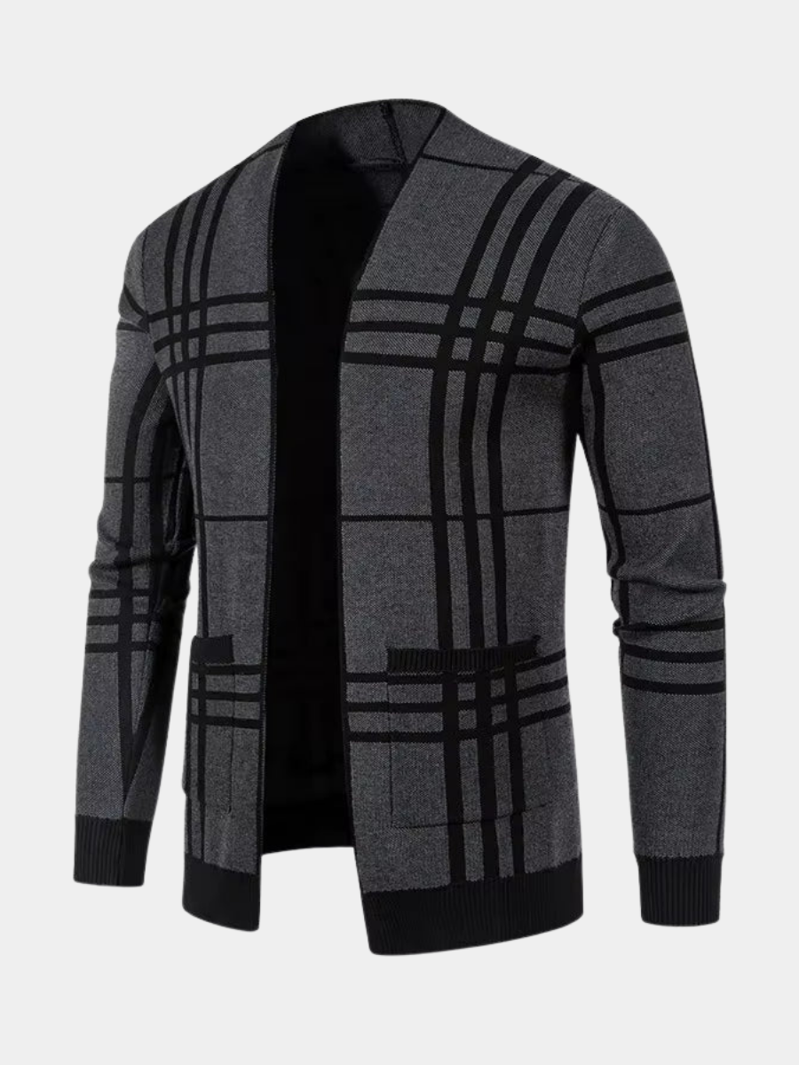 ROZPINANY SWETER MĘSKI W SZACHOWNICĘ