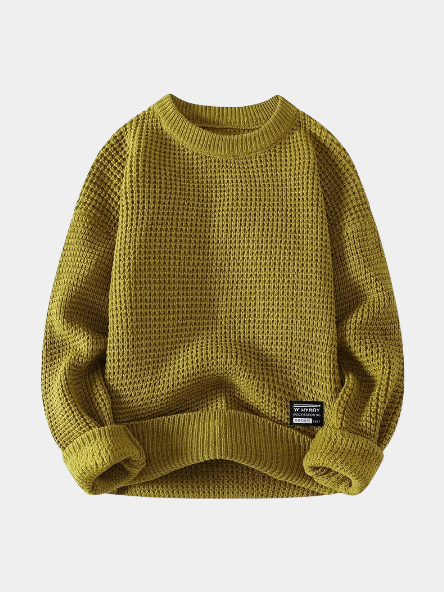 SWETER MĘSKI Z DZIANINY O FAKTUROWYM SPLOCIE