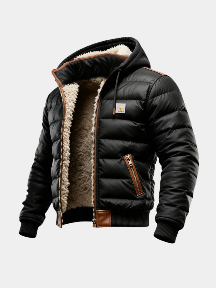 ELEGANCKA KURTKA MĘSKA TYPU SHERPA Z PIKOWANIAMI