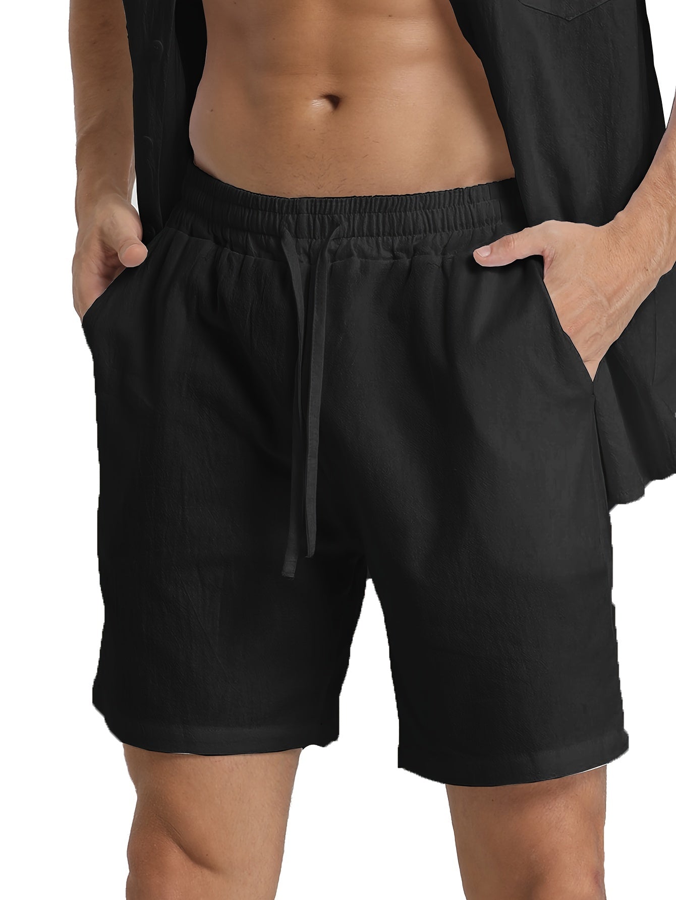 MĘSKIE LUŹNE SZORTY LNIANE ZE SZNURKIEM
