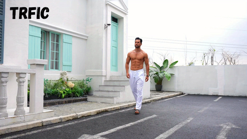 SOLID LINEN TROUSERS FOR MEN