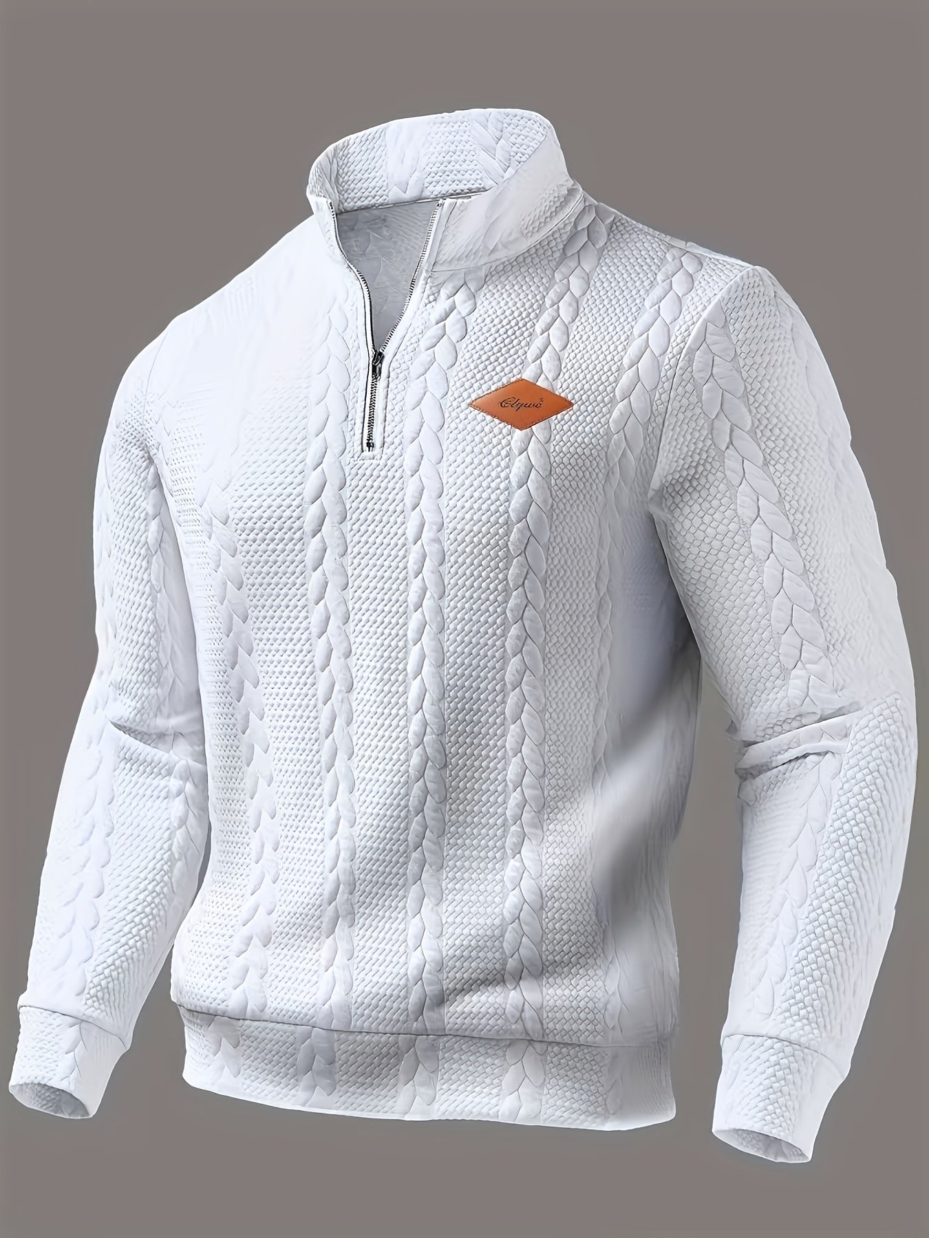 SWETER MĘSKI Z DZIANINY Z ZAMKIEM BŁYSKAWICZNYM