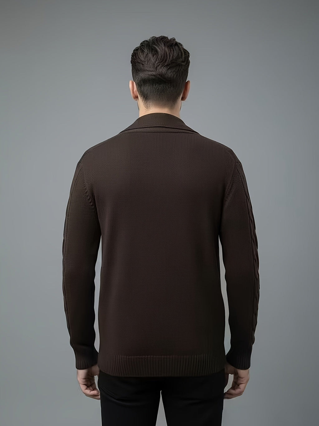 Sweter męski z dzianiny prążkowanej