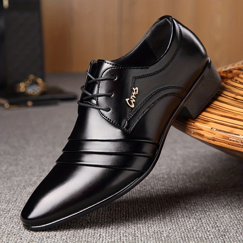 MĘSKIE BIZNESOWE BUTY SZNUROWANE Z PU