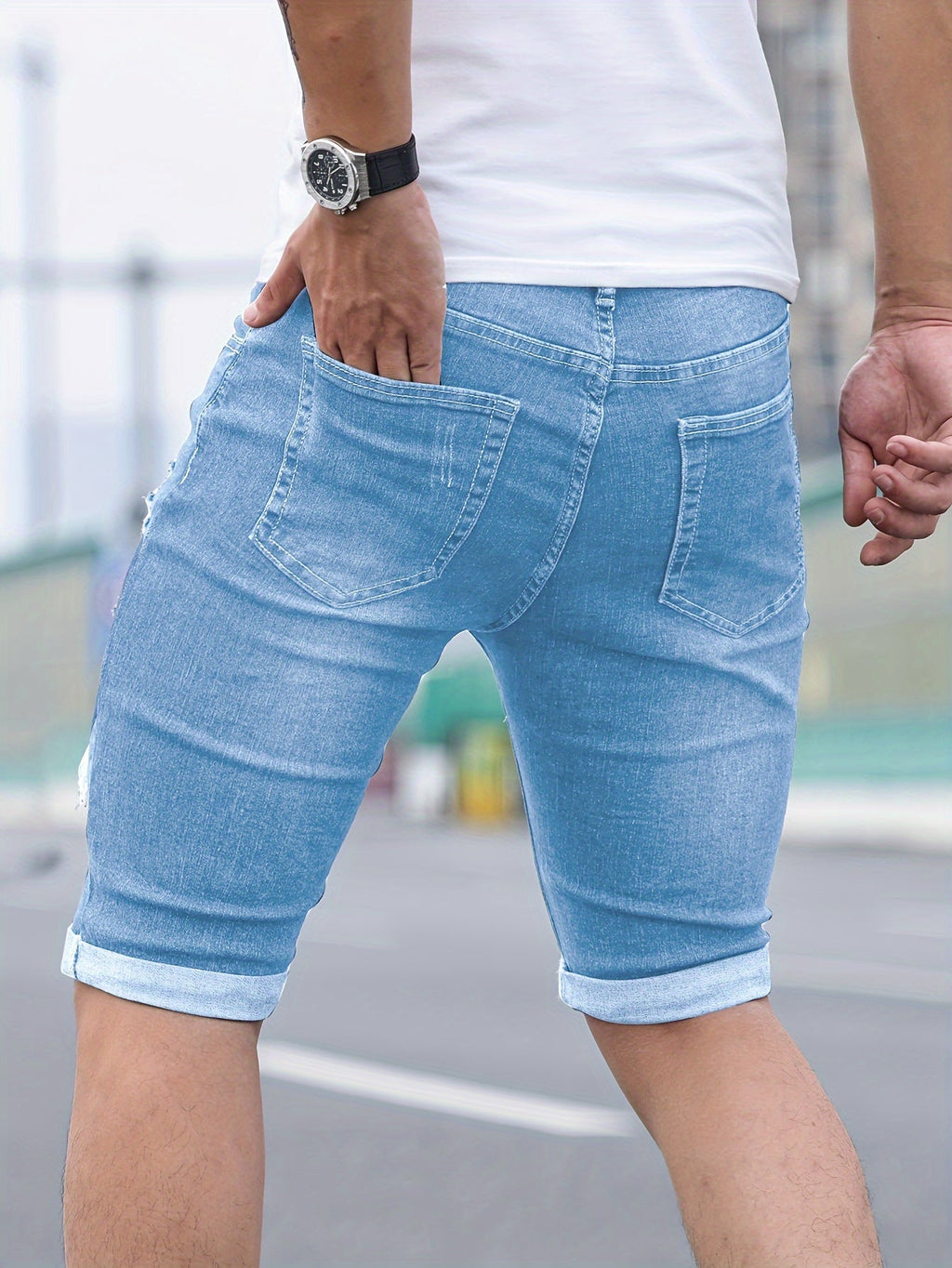 MĘSKIE SZORTY JEANSOWE TYPU SKINNY