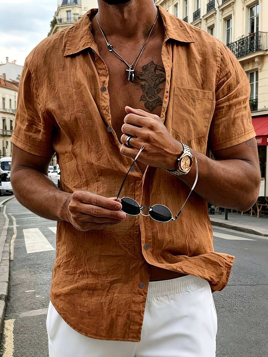 MĘSKA KOSZULKA HENLEY BAWEŁNA