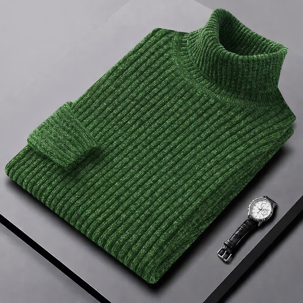 SWETER MĘSKI Z ROLOWANYM KOŁNIERZEM