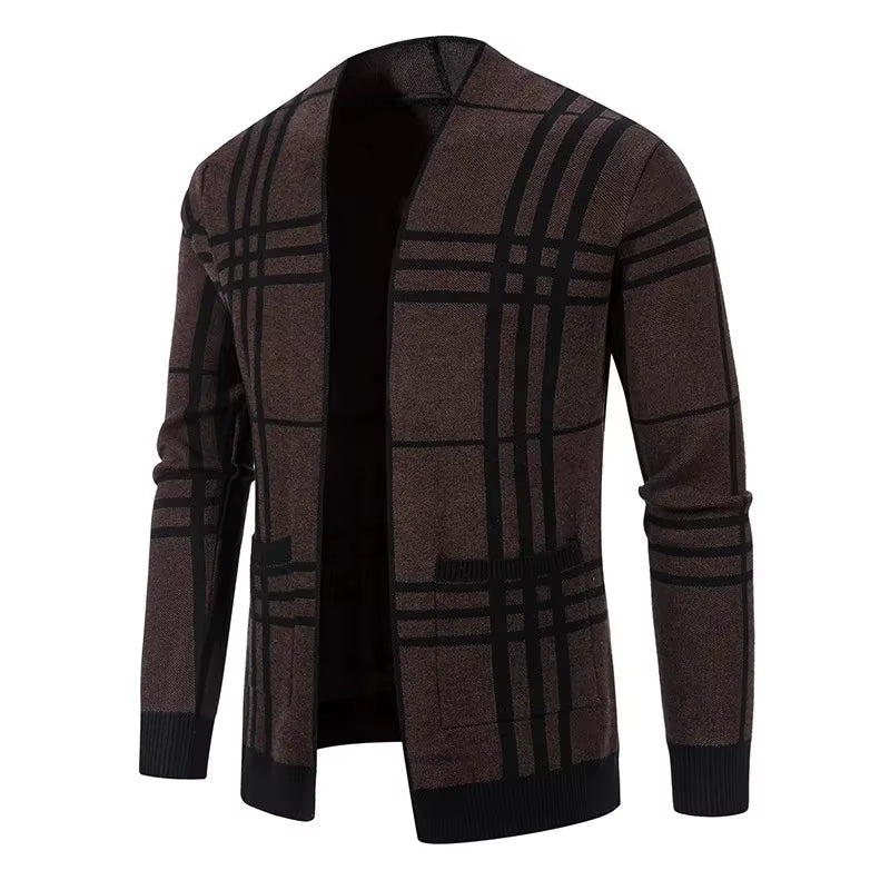 ROZPINANY SWETER MĘSKI W SZACHOWNICĘ
