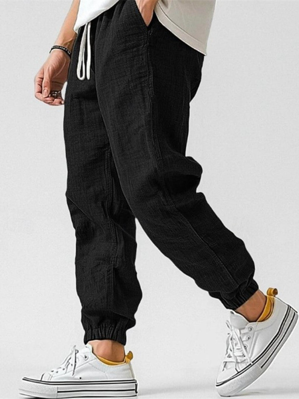 JOGGERY MĘSKIE Z BAWEŁNY I LNU